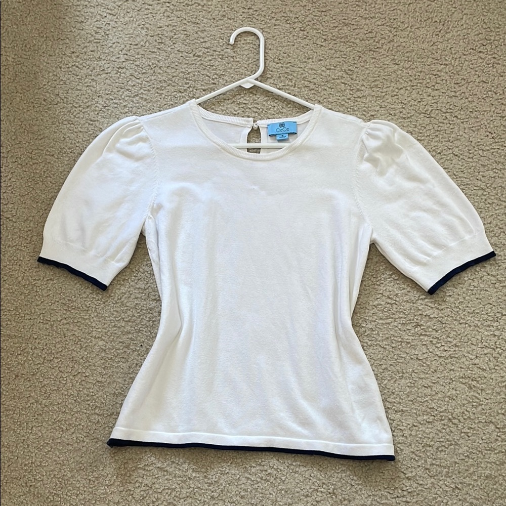Cece White Puff Sleeve Blouse Top M